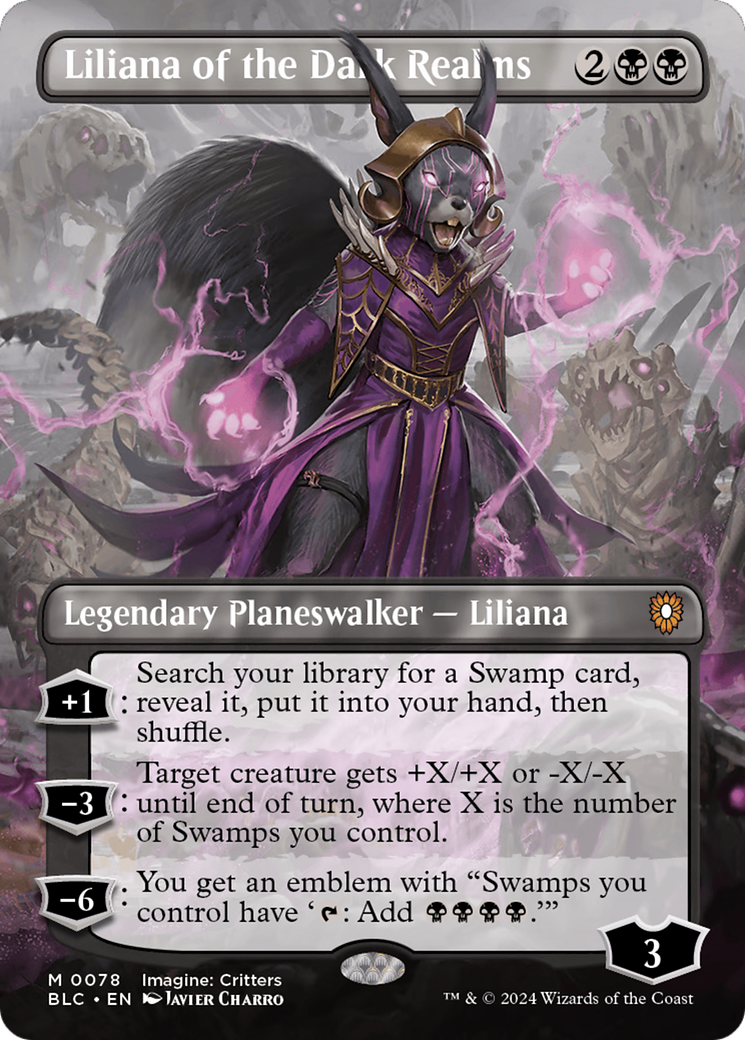 Liliana of the Dark Realms (Borderless) (078) Foil - Bloomburrow Commander