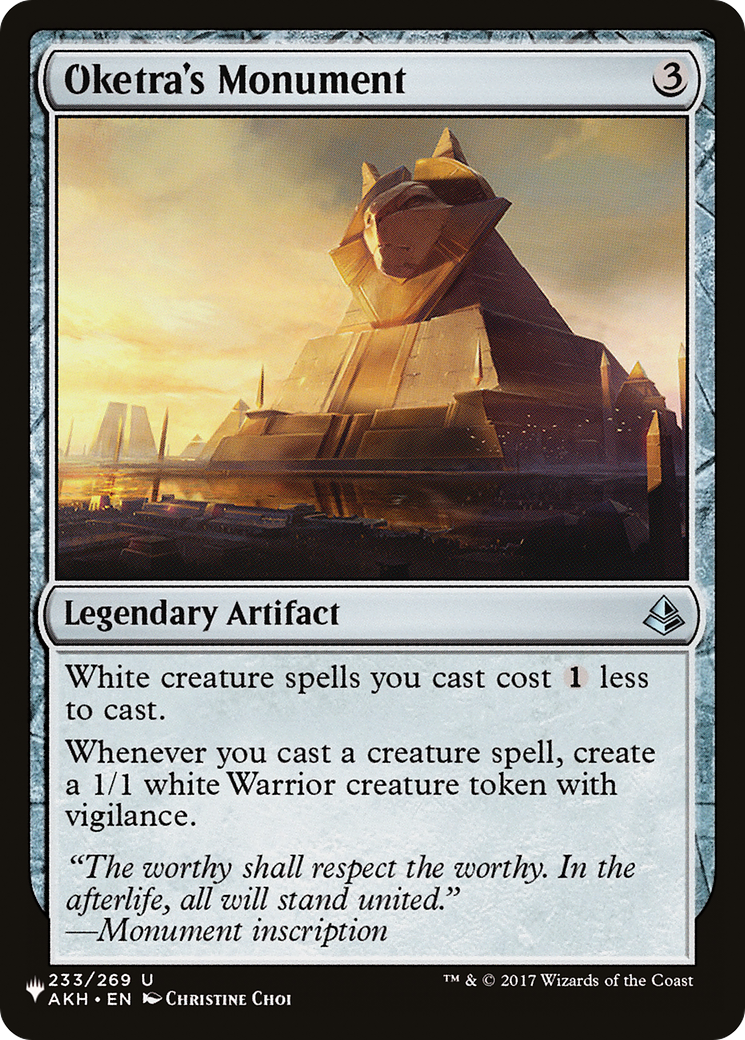 Oketra's Monument (233) - The List