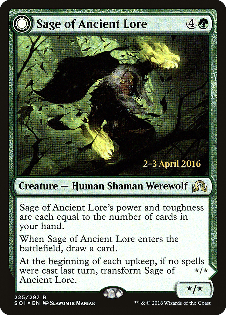 Sage of Ancient Lore // Werewolf of Ancient Hunger (225s) Foil - Shadows over Innistrad Promos