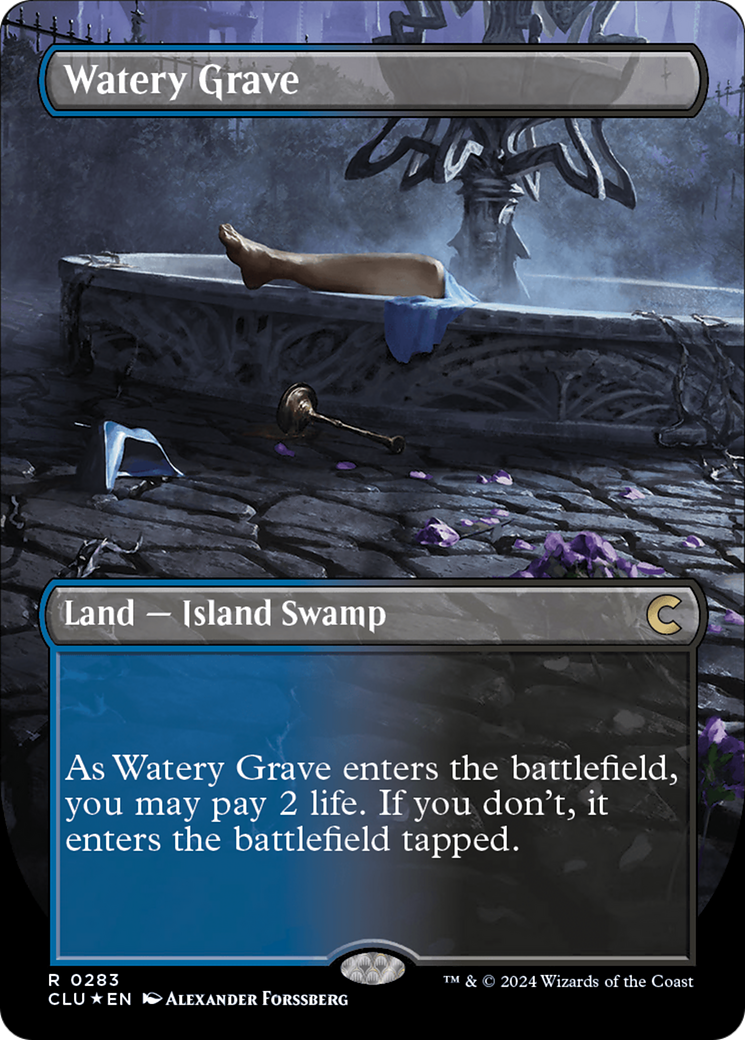 Watery Grave (Borderless) (283) Foil - Ravnica: Clue Edition