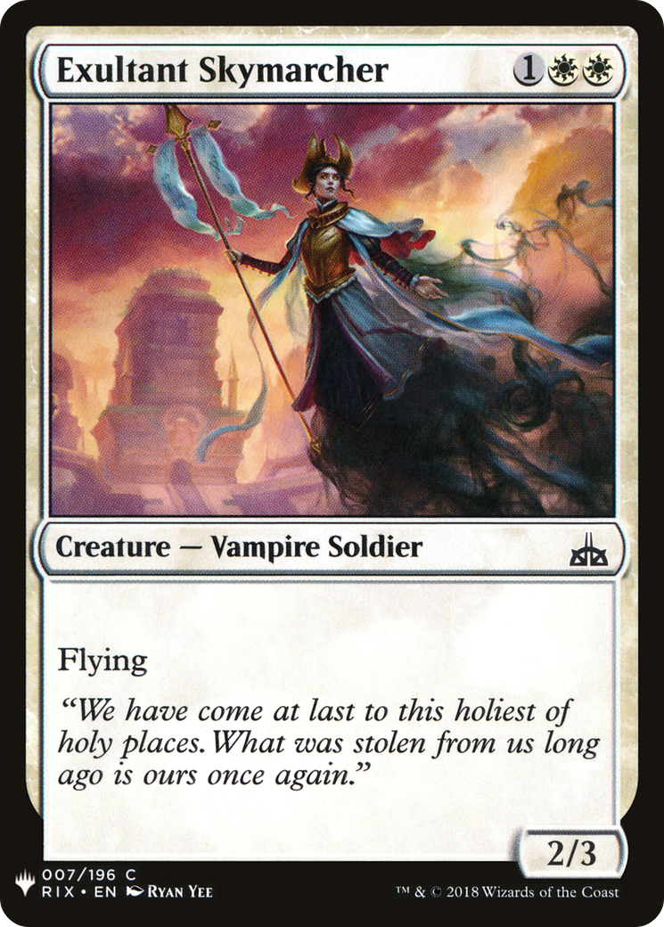 Exultant Skymarcher (RIX-7) - The List