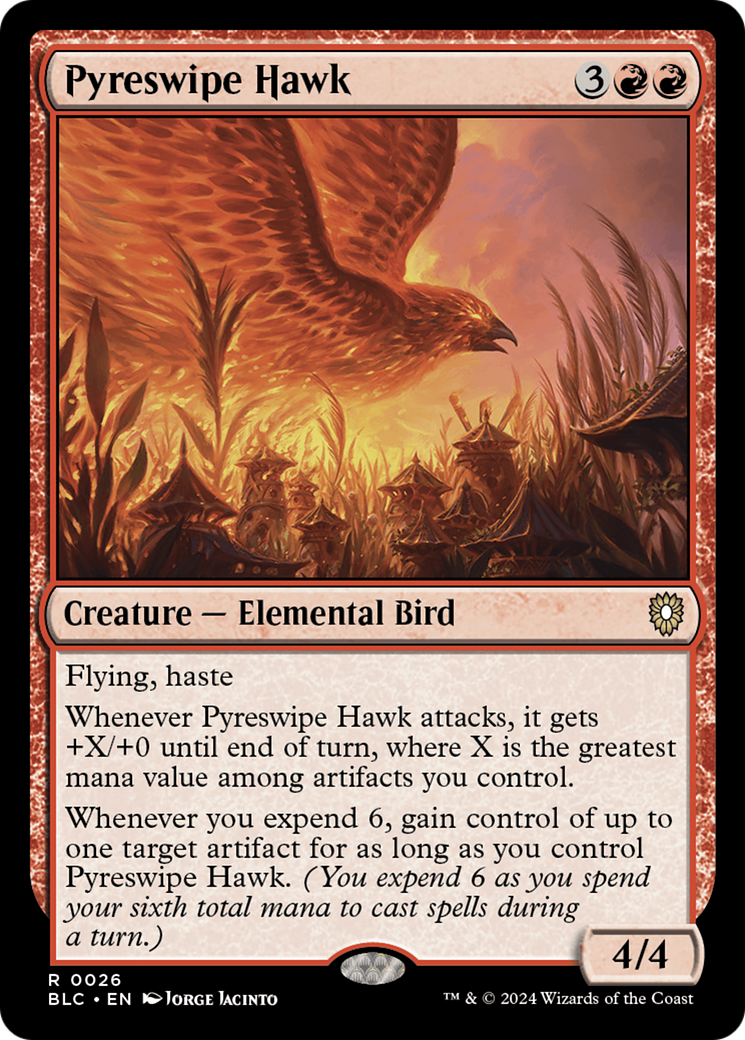 Pyreswipe Hawk (026) - Bloomburrow Commander