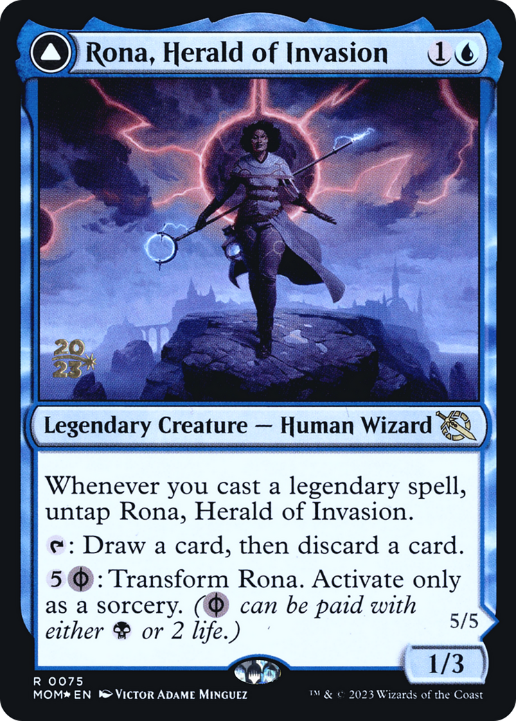 Rona, Herald of Invasion // Rona, Tolarian Obliterator (75s) Foil - March of the Machine Promos