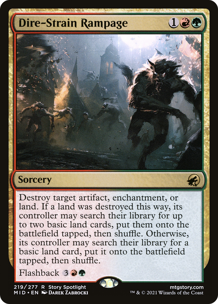 Dire-Strain Rampage (219) Foil - Innistrad: Midnight Hunt