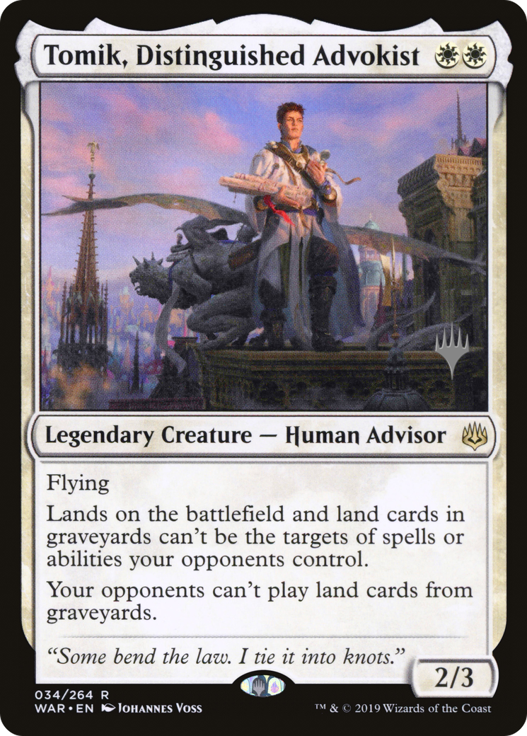 Tomik, Distinguished Advokist (034) Foil - War of the Spark Promos