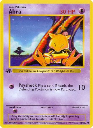 Abra (43) (1st Edition) - Base Set (Shadowless)