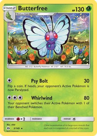 Butterfree (3) Reverse Holofoil - Sun & Moon