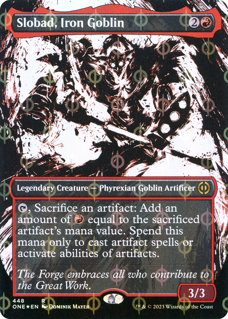 Slobad, Iron Goblin (Showcase) (Step-and-Compleat Foil) (Showcase) (448) Foil - Phyrexia: All Will Be One