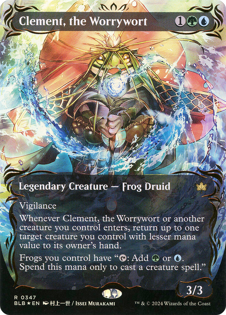Clement, the Worrywort (Borderless) (Raised Foil) (Showcase) (347) Foil - Bloomburrow