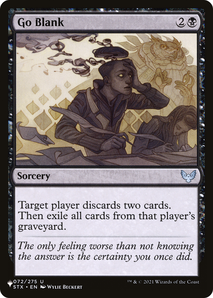 Go Blank (STX-72) - The List