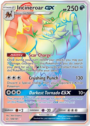 Incineroar GX (Secret) (188) Holofoil - SM Team Up