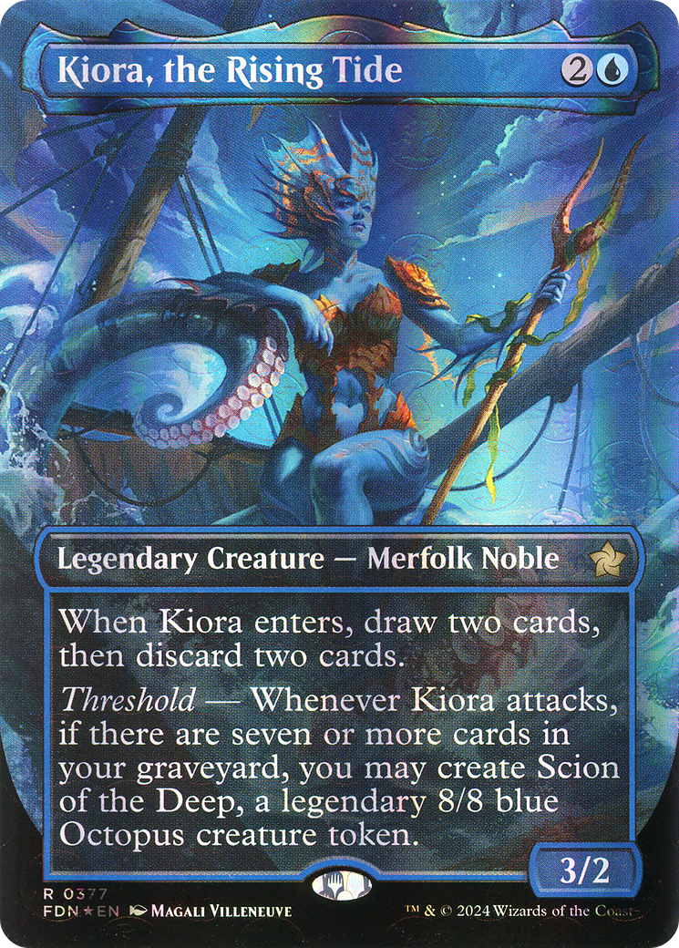 Kiora, the Rising Tide (Borderless) (Mana Foil) (377) Foil - Foundations