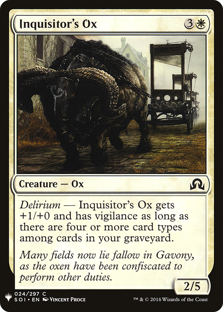Inquisitor's Ox (SOI-24) - The List