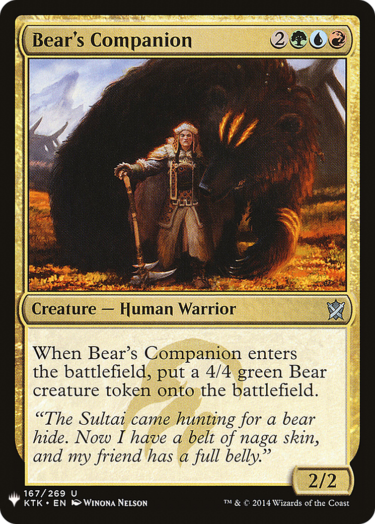 Bear's Companion (KTK-167) - The List