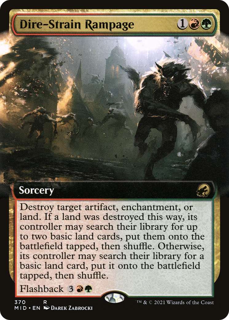 Dire-Strain Rampage (Extended Art) (370) Foil - Innistrad: Midnight Hunt
