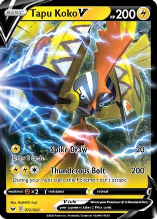 Tapu Koko V (72) Holofoil - SWSH01 Sword & Shield Base Set