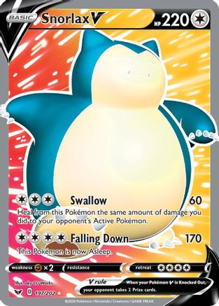 Snorlax V (Full Art) (197) Holofoil - SWSH01 Sword & Shield Base Set