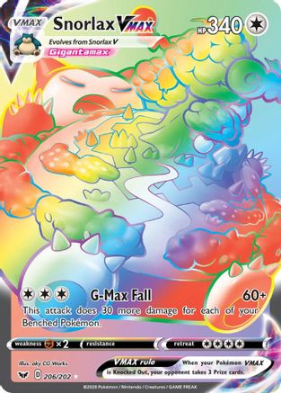 Snorlax VMAX (Secret) (206) Holofoil - SWSH01 Sword & Shield Base Set