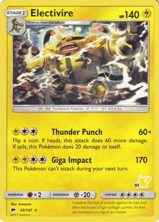 Electivire - 43/147 (#53 Pikachu Stamped) (43) - Battle Academy