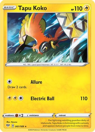 Tapu Koko (61) Holofoil - SWSH03 Darkness Ablaze