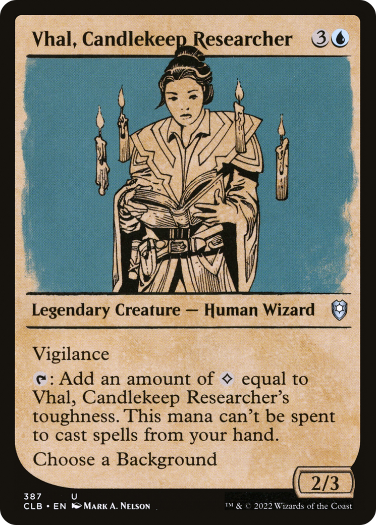 Vhal, Candlekeep Researcher (Showcase) (387) - Commander Legends: Battle for Baldur's Gate