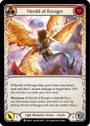 Herald of Ravages (Red) (MON017) (1st Edition) Rainbow Foil - Monarch