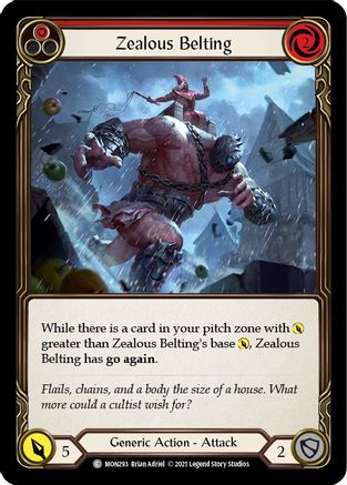 Zealous Belting (Red) (MON293) (1st Edition) Rainbow Foil - Monarch