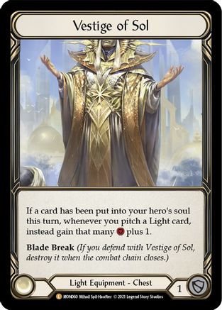 Vestige of Sol (MON060) (1st Edition) Cold Foil - Monarch
