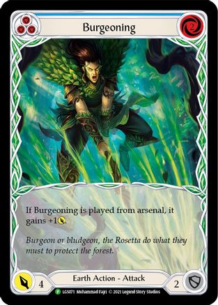 Burgeoning (Blue) - LGS071 (LGS071) Rainbow Foil - Flesh and Blood: Promo Cards