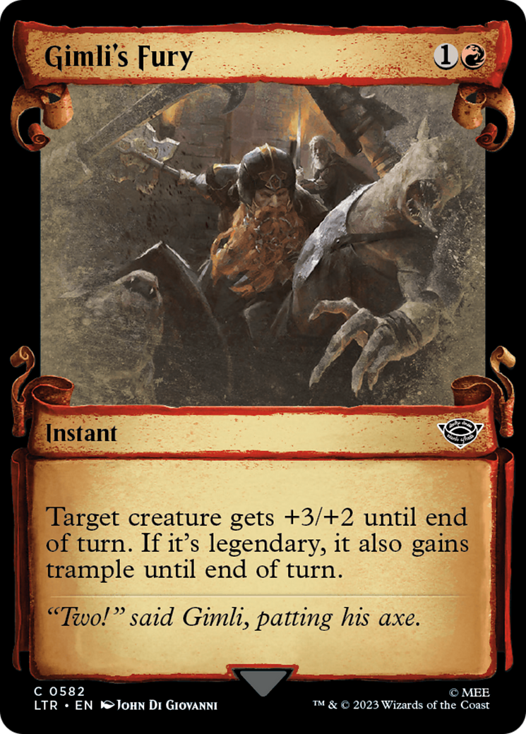 Gimli's Fury (Showcase) (582) Foil - The Lord of the Rings: Tales of Middle-earth