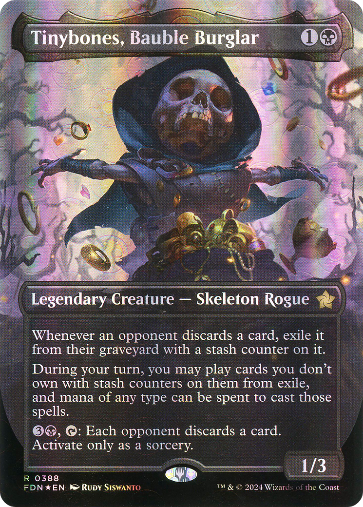 Tinybones, Bauble Burglar (Borderless) (Mana Foil) (388) Foil - Foundations