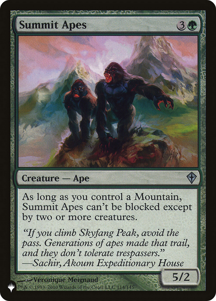 Summit Apes (WWK-114) - The List