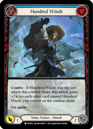 Hundred Winds (Blue) (Extended Art) (EVR043) (1st Edition) Rainbow Foil - Everfest