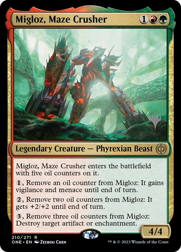 Migloz, Maze Crusher (210p) Foil - Phyrexia: All Will Be One Promos