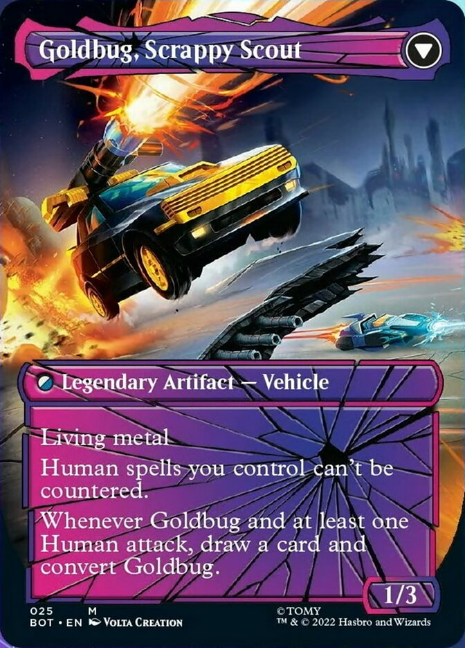 Goldbug, Humanity's Ally // Goldbug, Scrappy Scout (Shattered Glass) (025) - Transformers