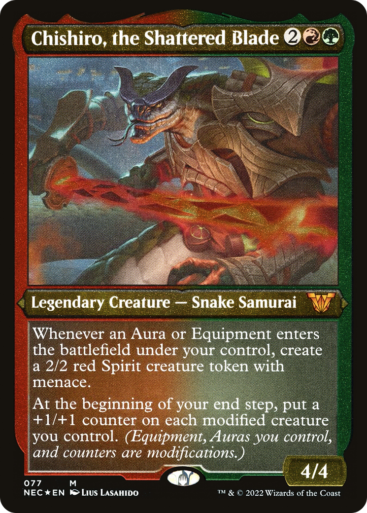 Chishiro, the Shattered Blade (Display Commander) – Thick Stock (077) Foil - Neon Dynasty Commander