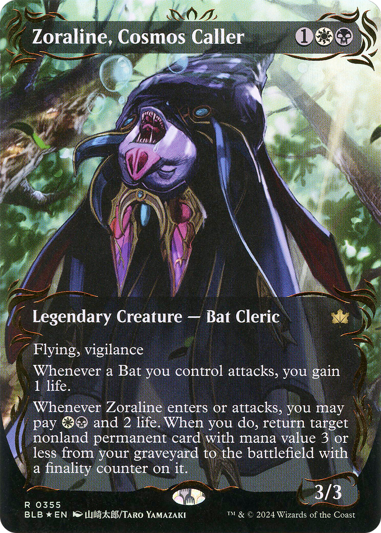 Zoraline, Cosmos Caller (Borderless) (Raised Foil) (Showcase) (355) Foil - Bloomburrow