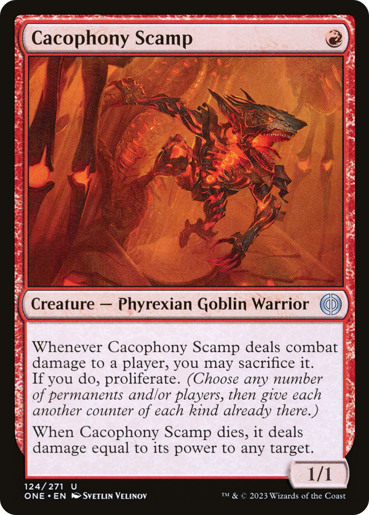 Cacophony Scamp (124) - Phyrexia: All Will Be One