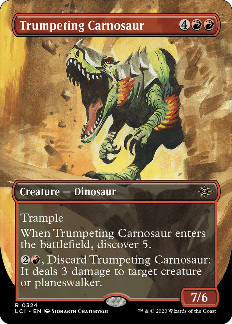 Trumpeting Carnosaur (Borderless) (324) - The Lost Caverns of Ixalan
