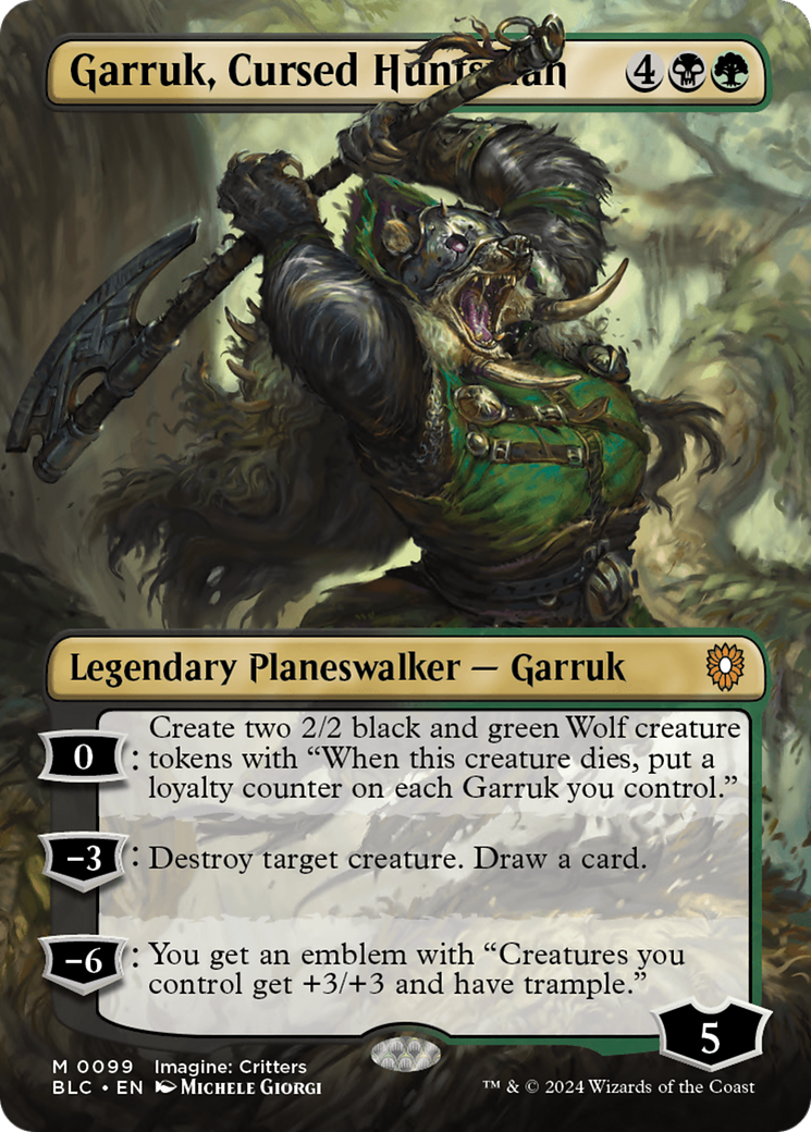 Garruk, Cursed Huntsman (Borderless) (099) - Bloomburrow Commander