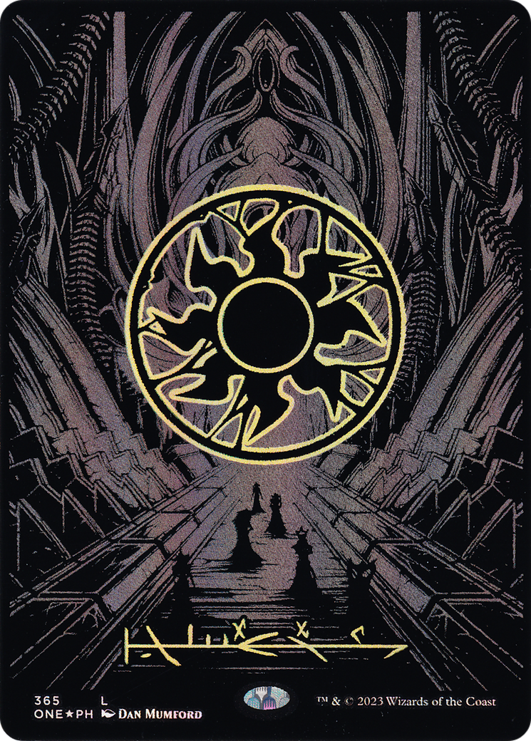 Plains (Phyrexian) – Full Art (Oil Slick Raised Foil) (365) Foil - Phyrexia: All Will Be One