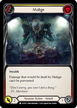 Malign (Yellow) (OUT031) Rainbow Foil - Outsiders