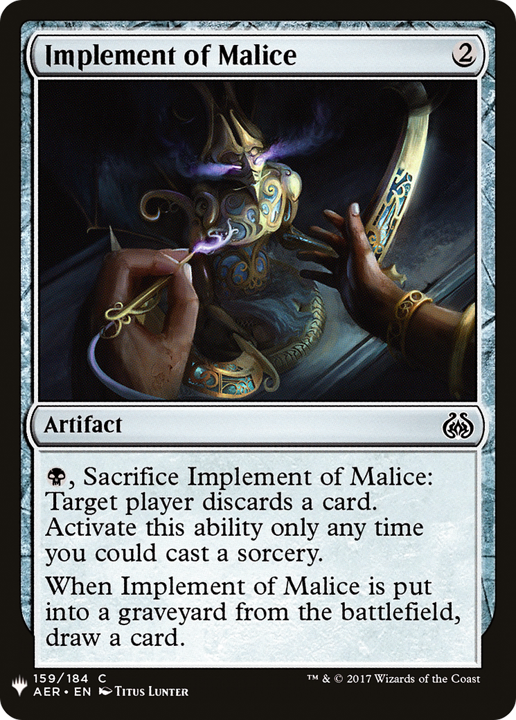 Implement of Malice (AER-159) - The List