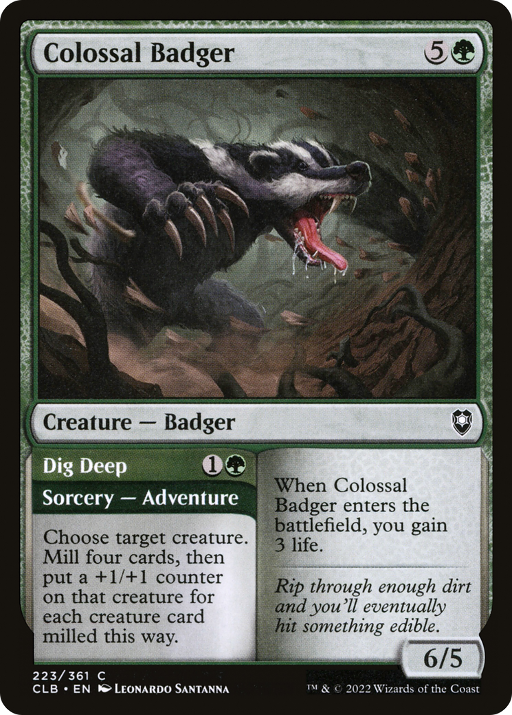 Colossal Badger // Dig Deep (223) - Commander Legends: Battle for Baldur's Gate