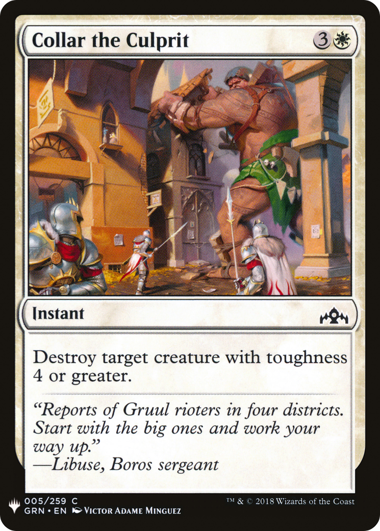 Collar the Culprit (GRN-5) - The List