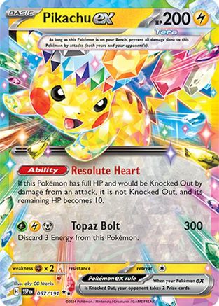 Pikachu ex - 057/191 (57) Holofoil - SV08 Surging Sparks