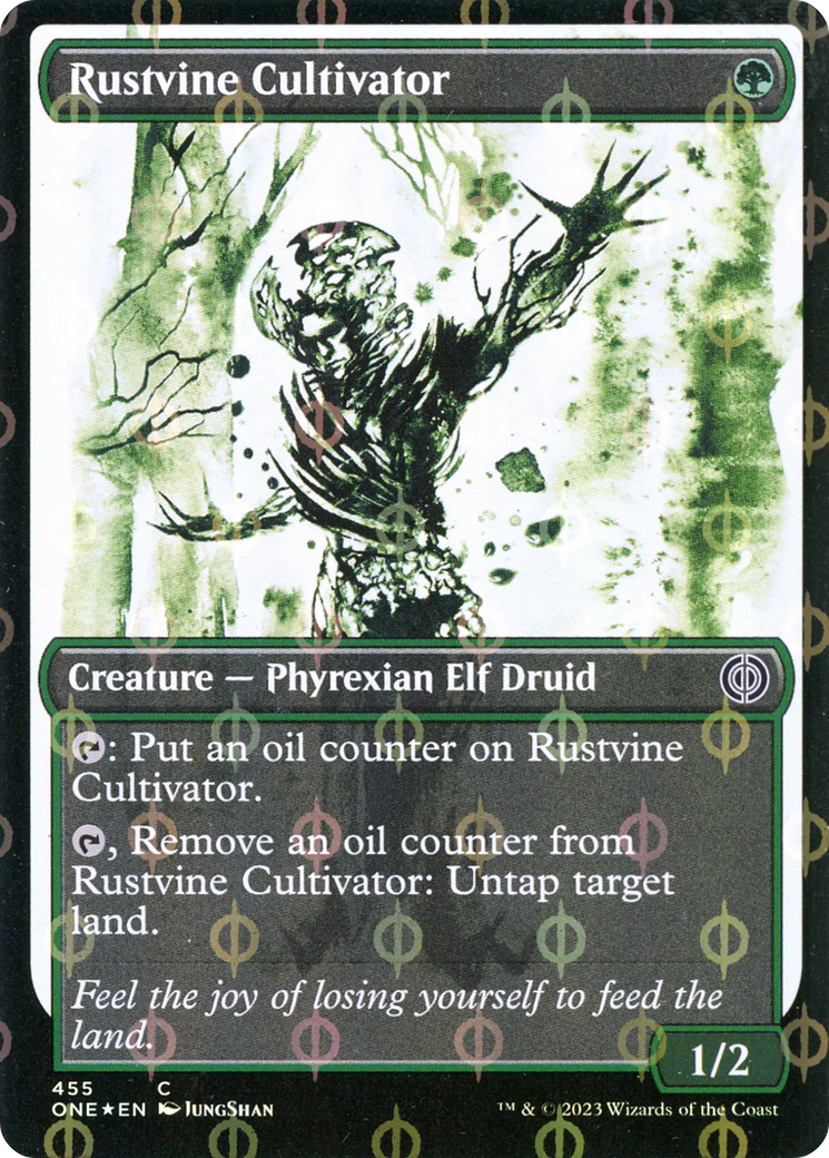 Rustvine Cultivator (Showcase) (Step-and-Compleat Foil) (Showcase) (455) Foil - Phyrexia: All Will Be One