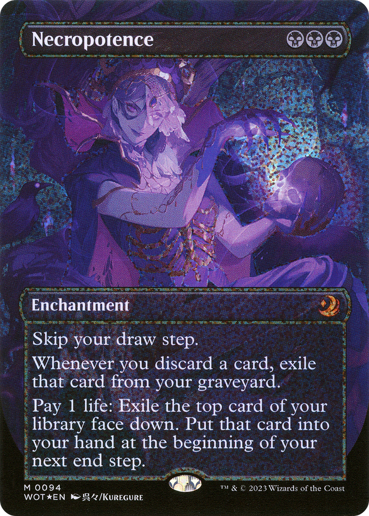 Necropotence (Anime Borderless) (Confetti Foil) (094) Foil - Wilds of Eldraine: Enchanting Tales