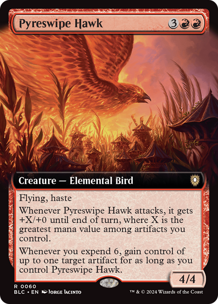 Pyreswipe Hawk (Extended Art) (060) - Bloomburrow Commander
