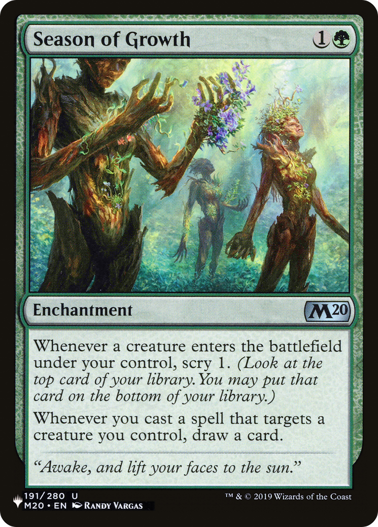 Season of Growth (M20-191) - The List